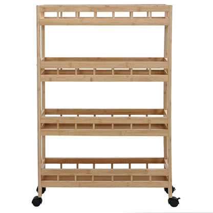 Carrello Da Cucina Con Ruote Naturale 60 X 18 X 97 Cm Bambù
