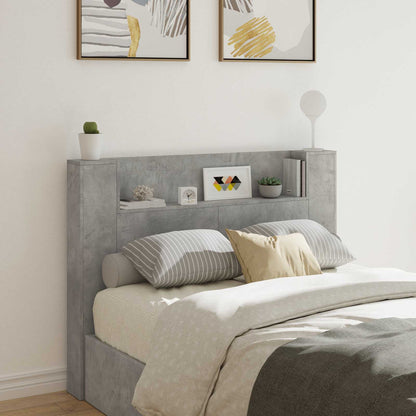 Testata Con Mobile E Led Calcestruzzo 180 X 16,5 X 103,5 Cm