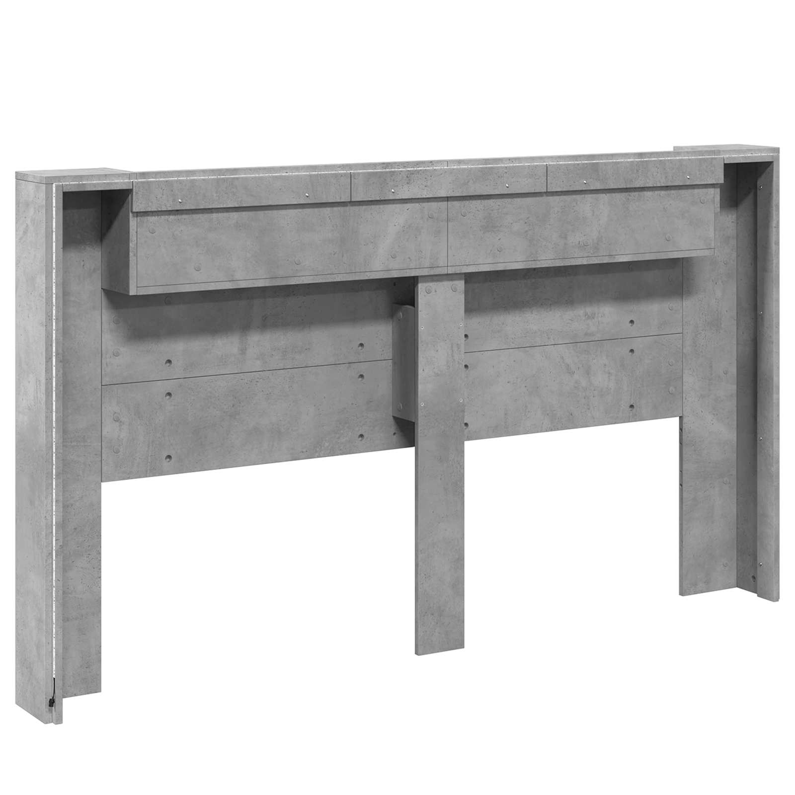 Testata Con Mobile E Led Calcestruzzo 180 X 16,5 X 103,5 Cm