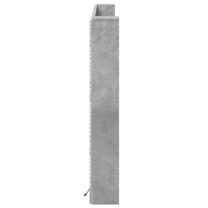 Testata Con Mobile E Led Calcestruzzo 180 X 16,5 X 103,5 Cm