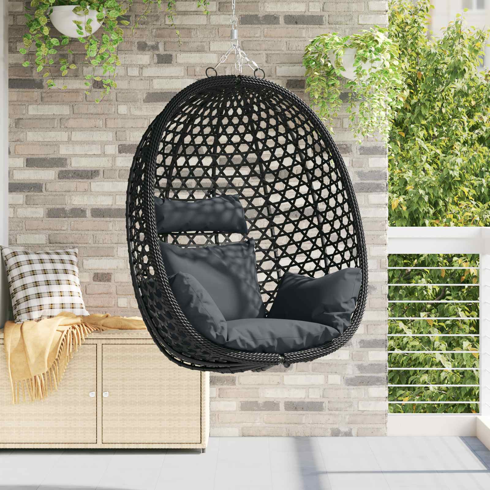 Sedia A Uovo Sospesa Senza Supporto Polyrattan