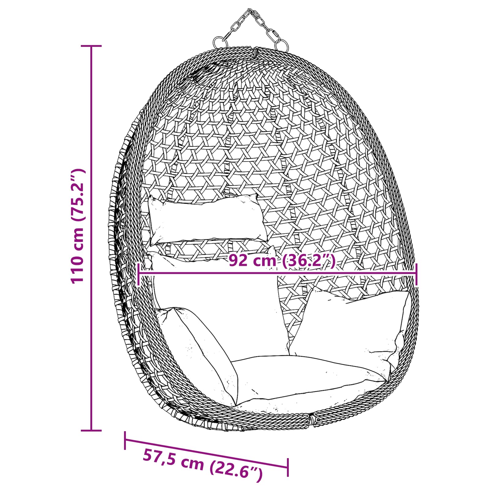 Sedia A Uovo Sospesa Senza Supporto Polyrattan