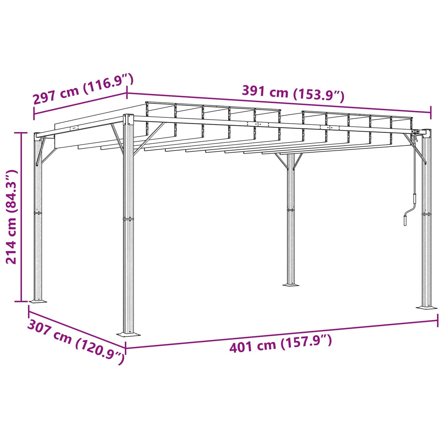 Gazebo Con Tetto Ventilato 3 X 4 X 2,14 M