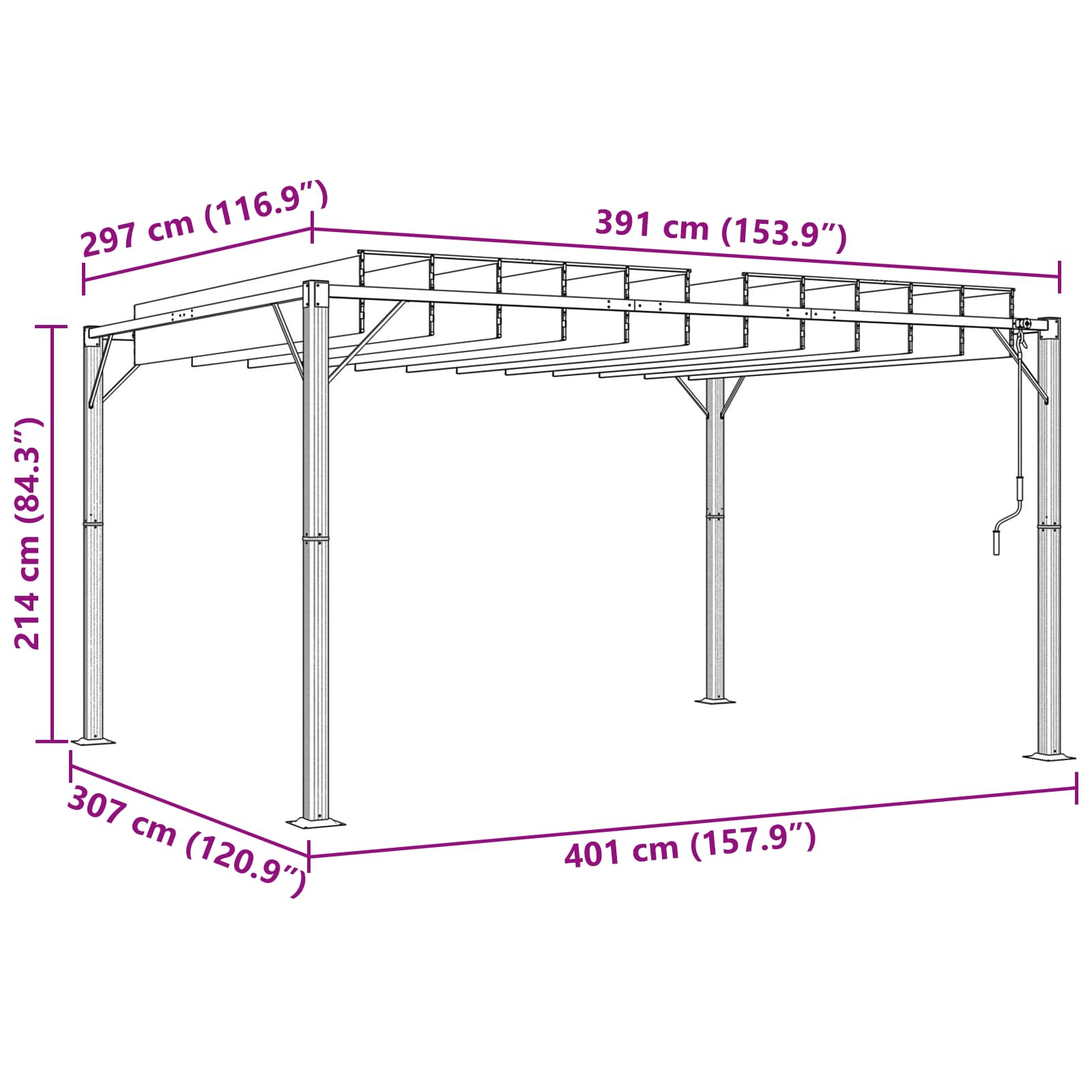 Gazebo Con Tetto Ventilato 3 X 4 X 2,14 M