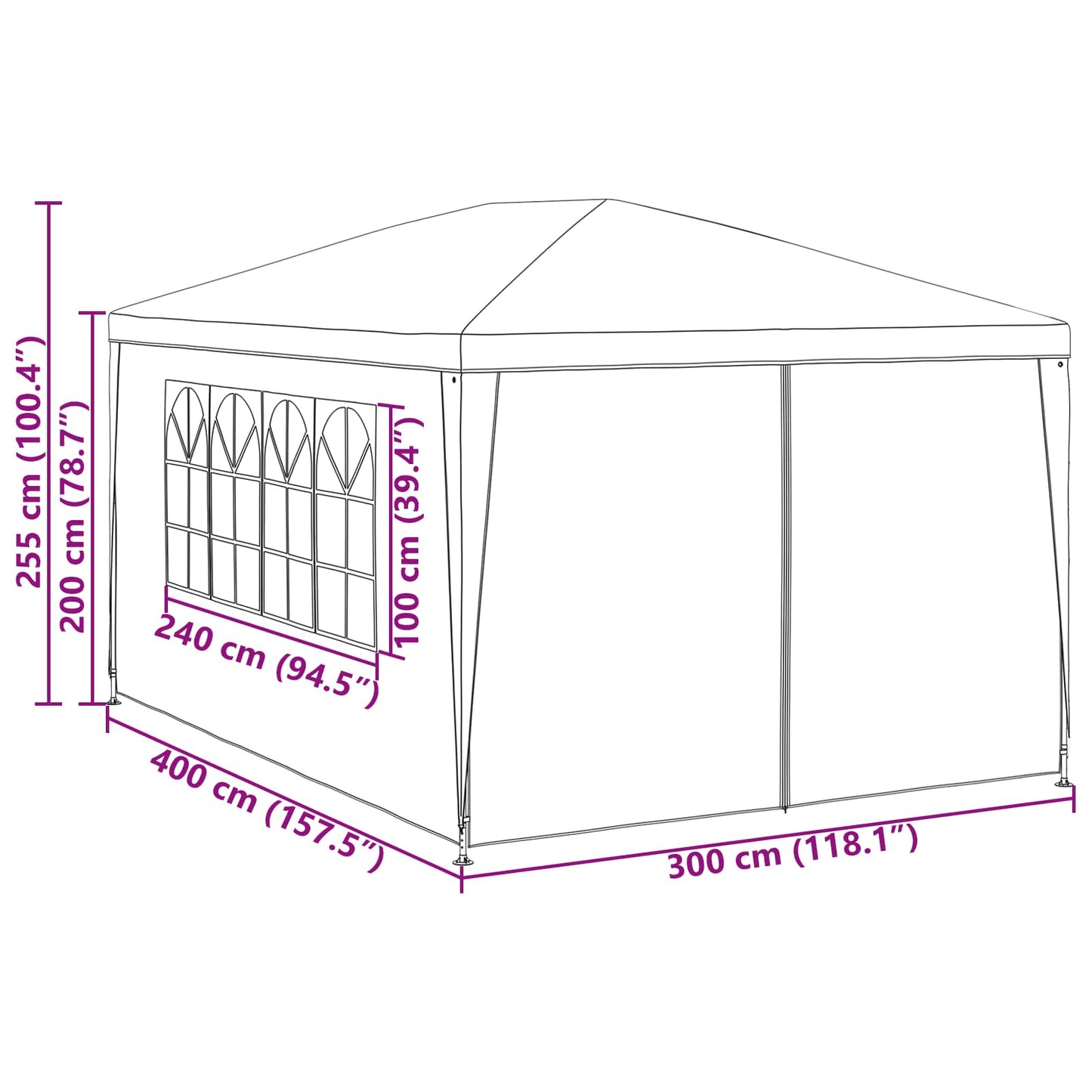Tenda Party 400 X 300 X 255 Cm Pe E Acciaio