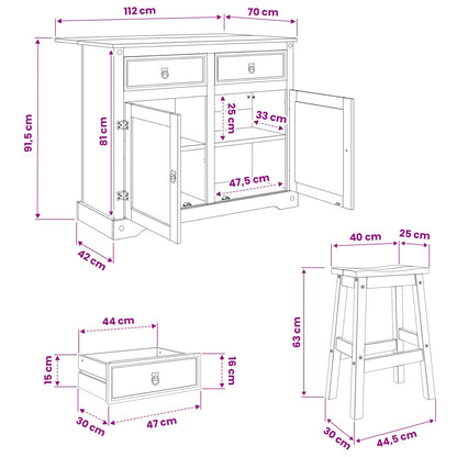 Set Isola Da Cucina Corona 3 Pcs