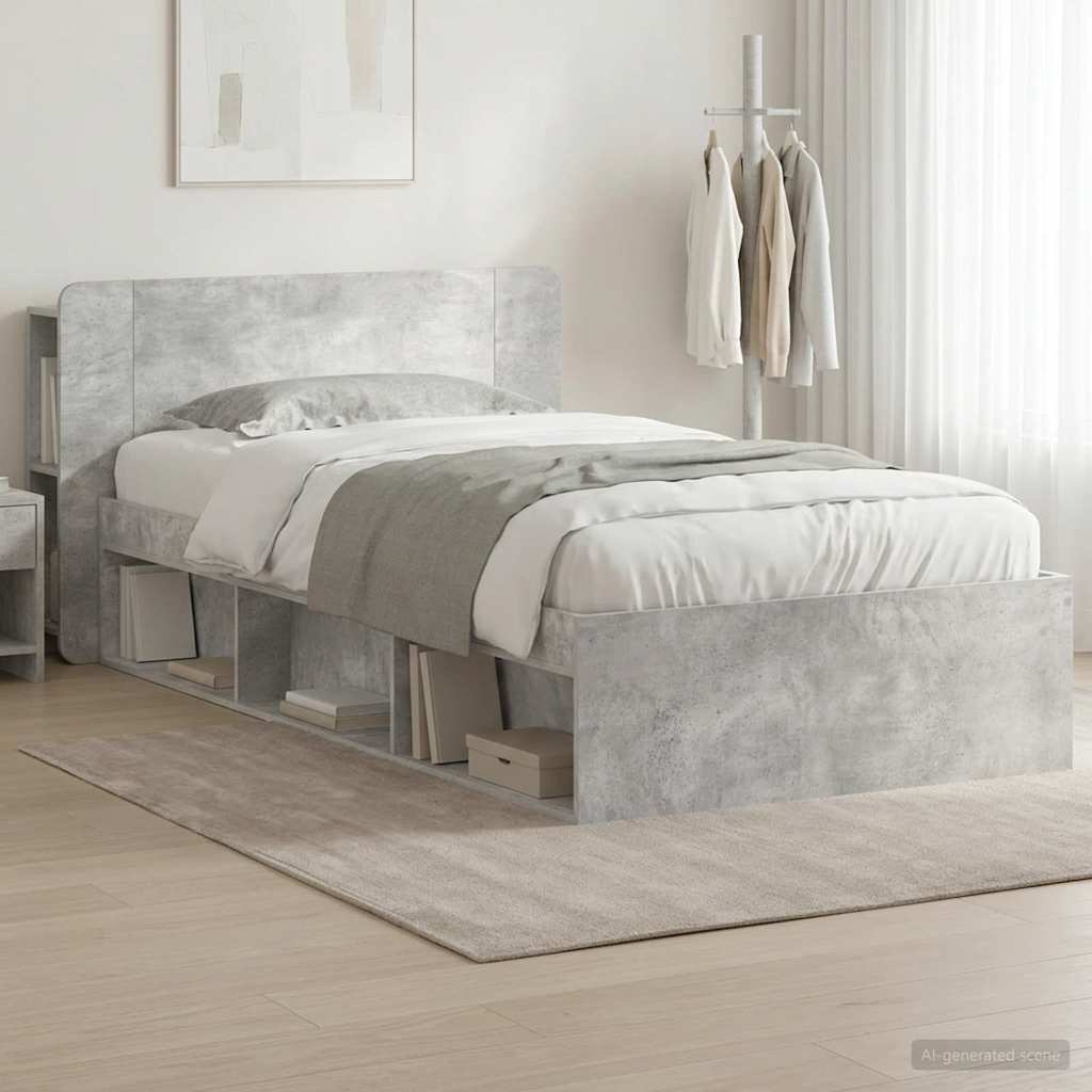 Telaio Del Letto Con Storage Grigio Cemento