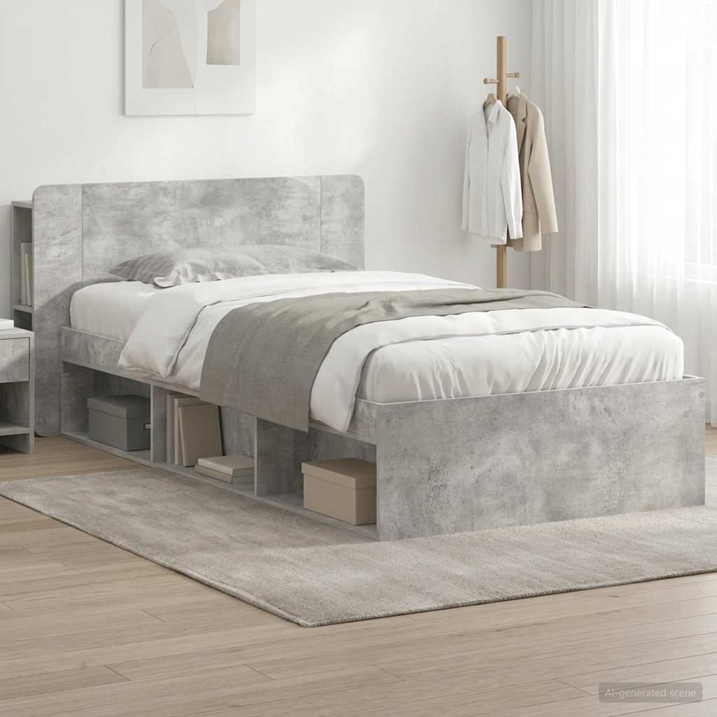 Telaio Del Letto Con Storage Grigio Cemento
