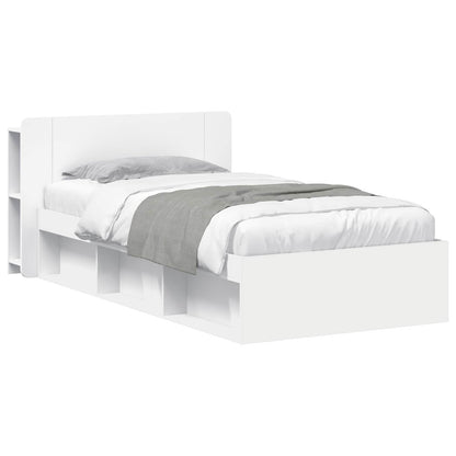 Telaio Del Letto Con Storage Con Testiera Bianco