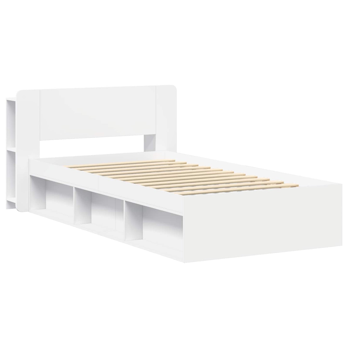 Telaio Del Letto Con Storage Con Testiera Bianco