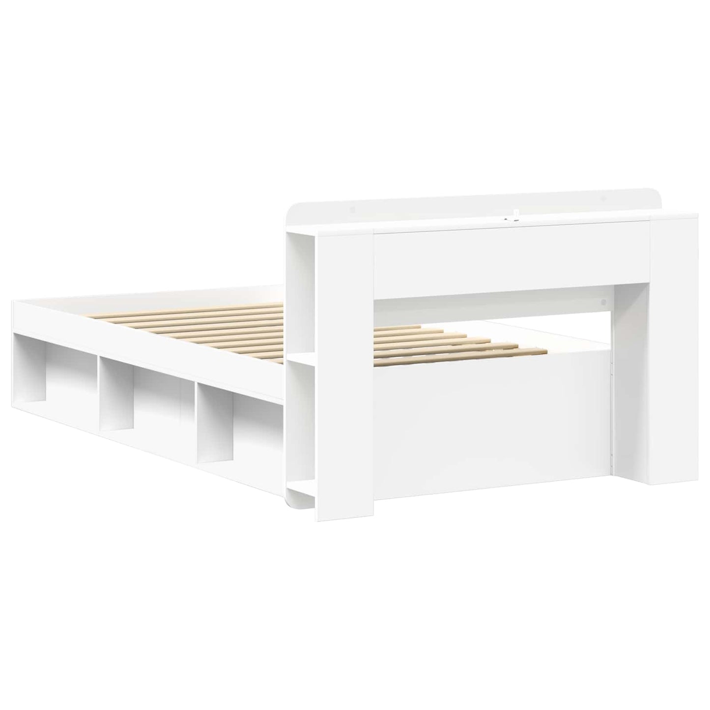 Telaio Del Letto Con Storage Con Testiera Bianco