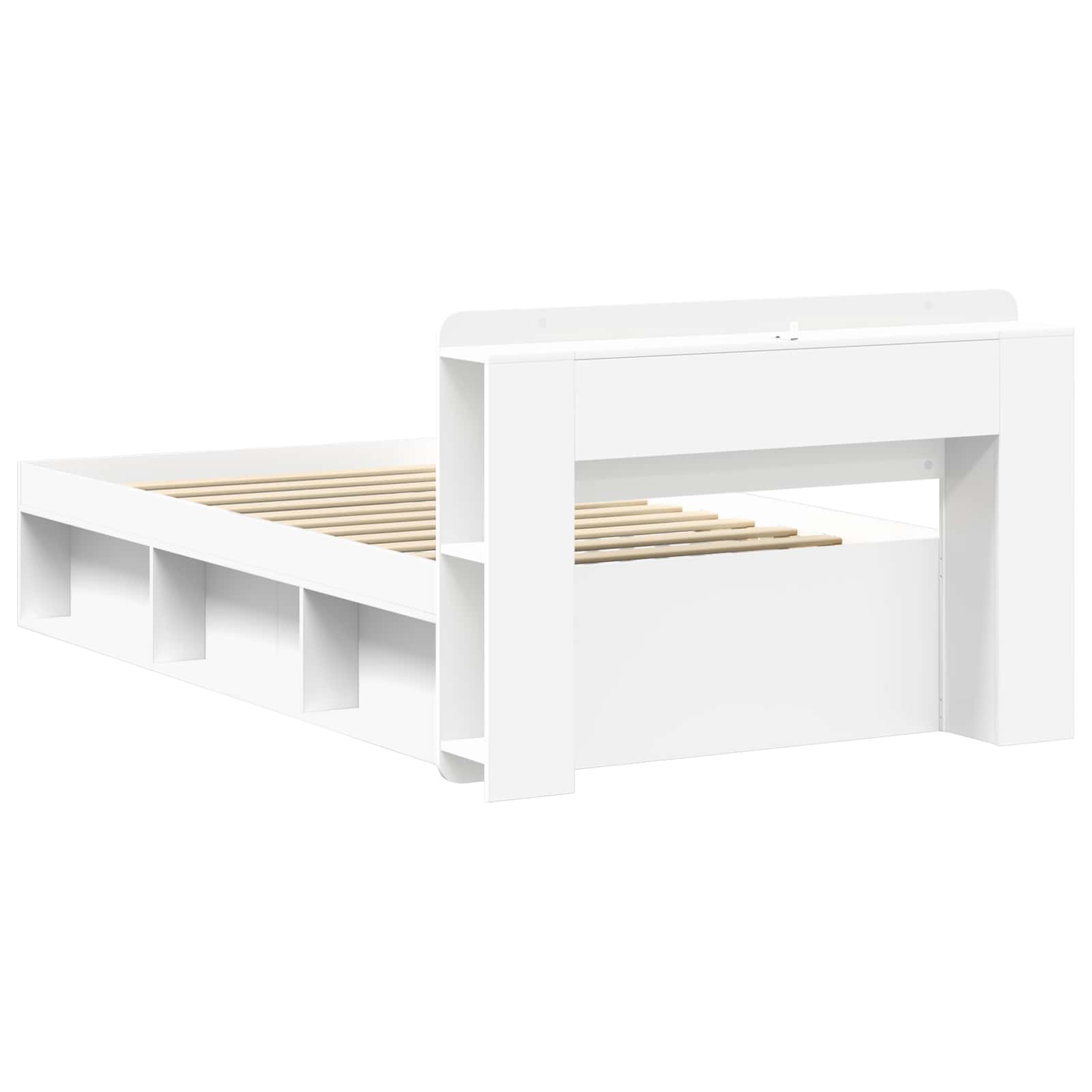 Telaio Del Letto Con Storage Con Testiera Bianco