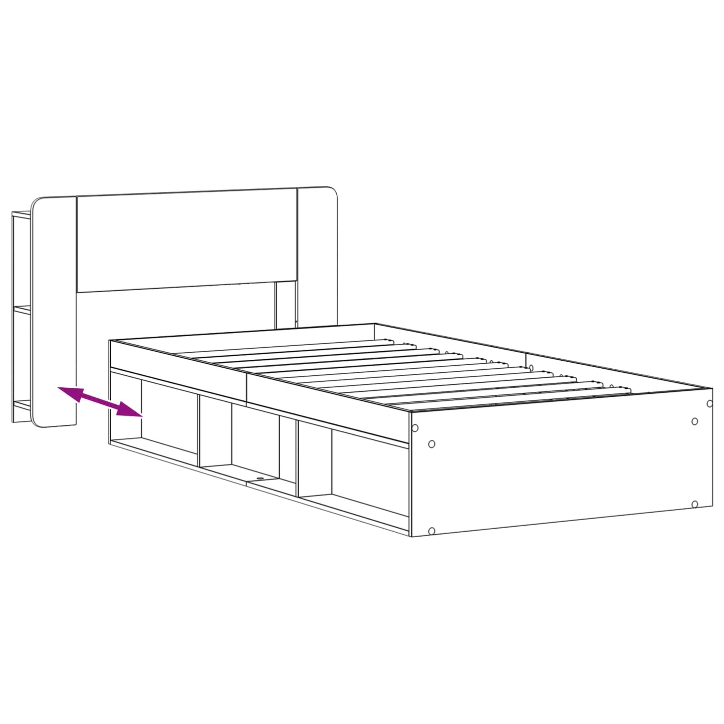 Telaio Del Letto Con Storage Con Testiera Bianco