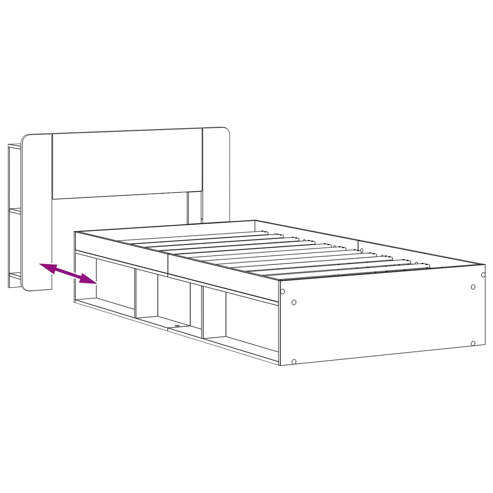 Telaio Del Letto Con Storage Con Testiera Bianco
