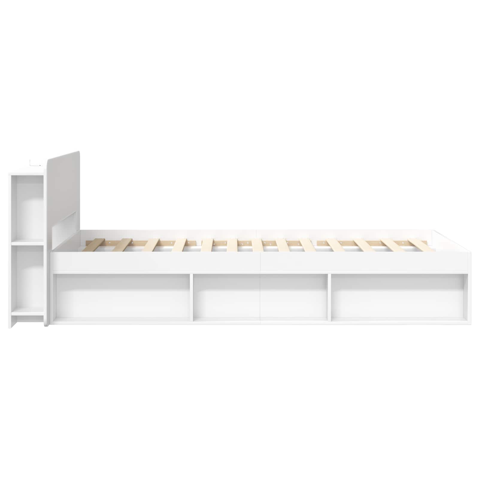 Telaio Del Letto Con Storage Con Testiera Bianco