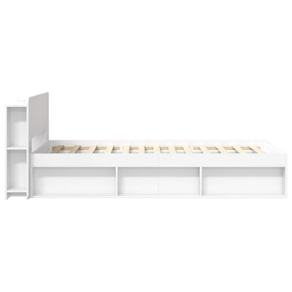 Telaio Del Letto Con Storage Con Testiera Bianco