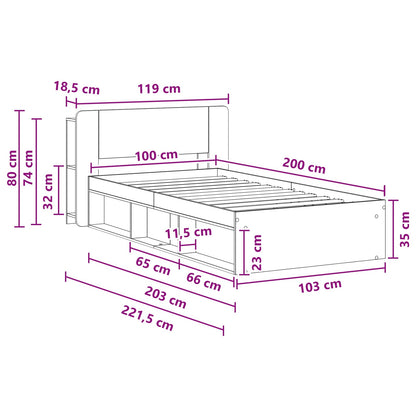 Telaio Del Letto Con Storage Con Testiera Bianco