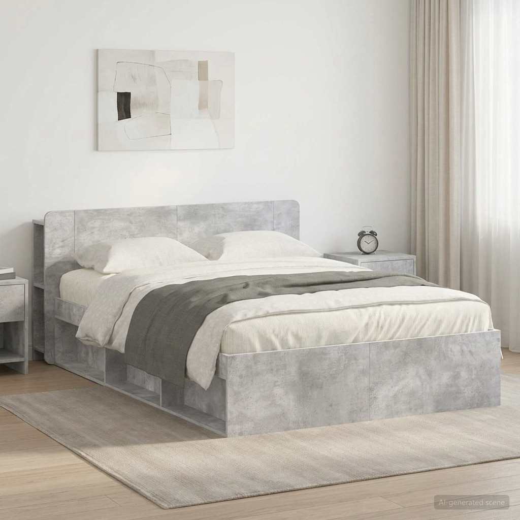 Telaio Del Letto Con Storage Grigio Cemento