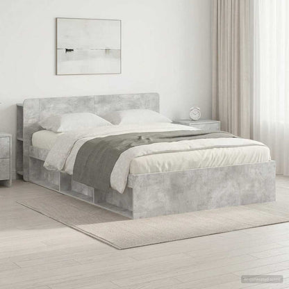 Telaio Del Letto Con Storage Grigio Cemento