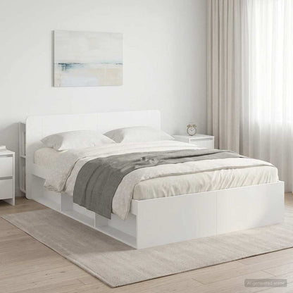 Telaio Del Letto Con Storage Con Testiera Bianco