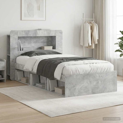 Telaio Del Letto Con Storage Grigio Cemento