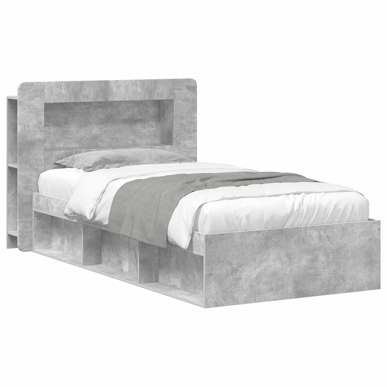Telaio Del Letto Con Storage Grigio Cemento