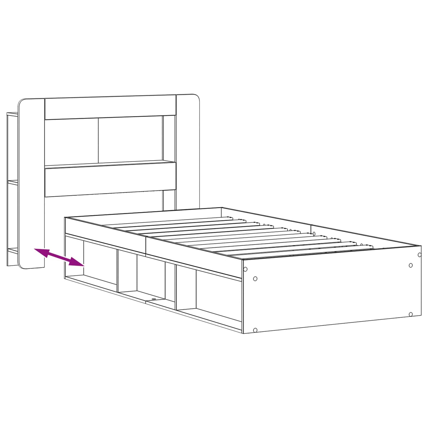 Telaio Del Letto Con Storage Grigio Cemento