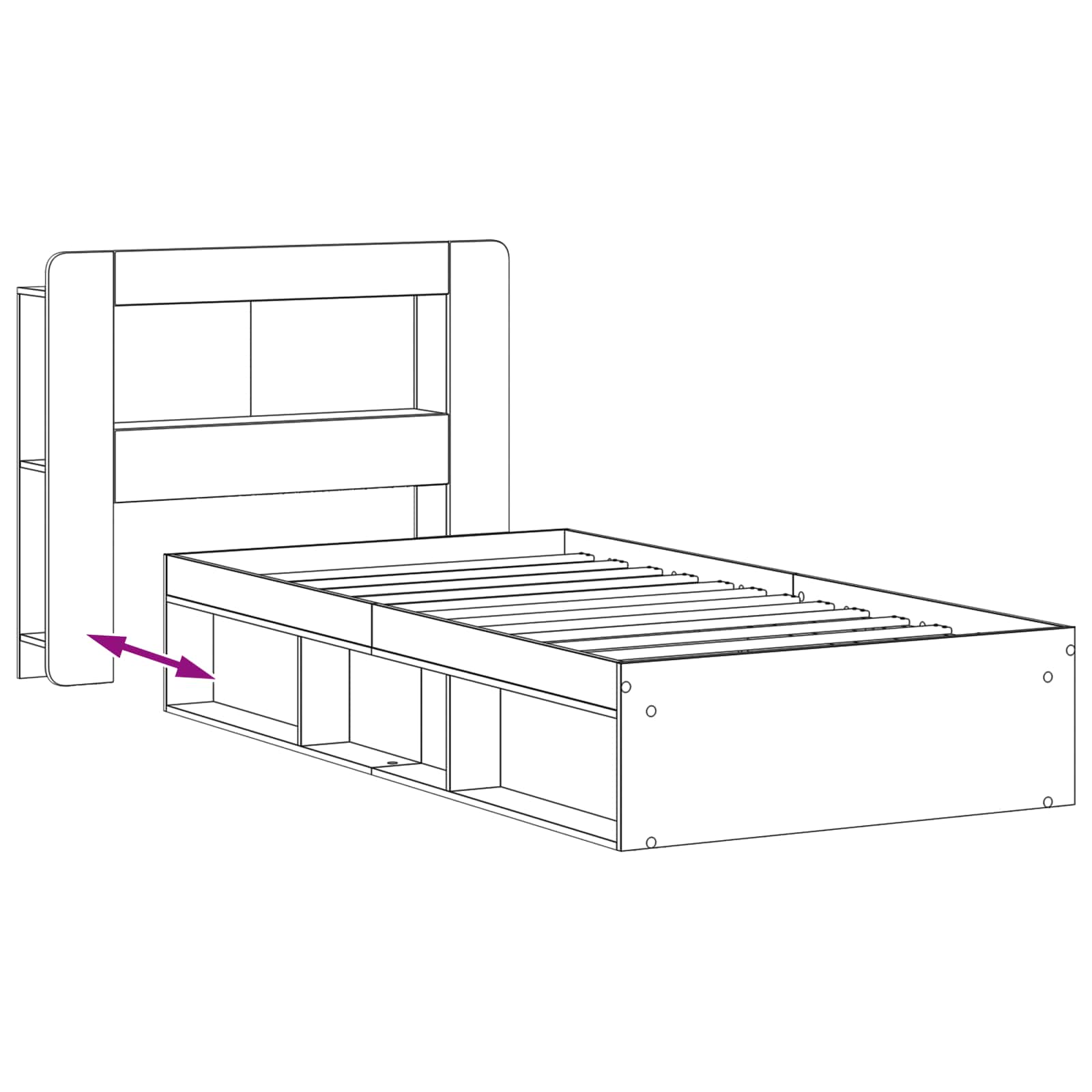 Telaio Del Letto Con Storage Grigio Cemento