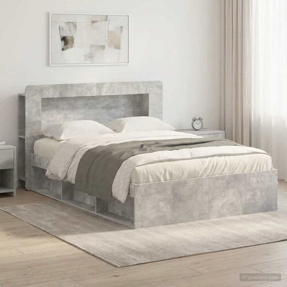 Telaio Del Letto Con Storage Grigio Cemento