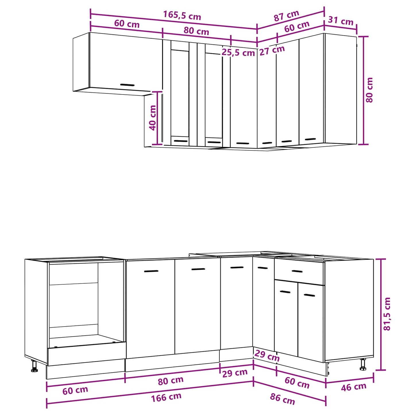 Unità Cucina Lyon 8 Pz Legno Ingegnerizzato