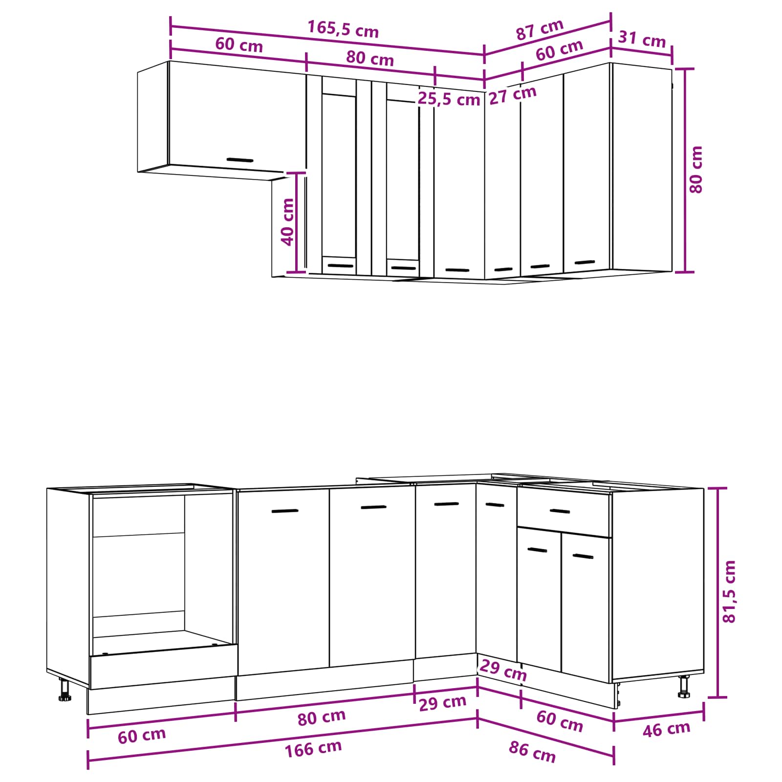 Unità Cucina Lyon 8 Pz Legno Ingegnerizzato