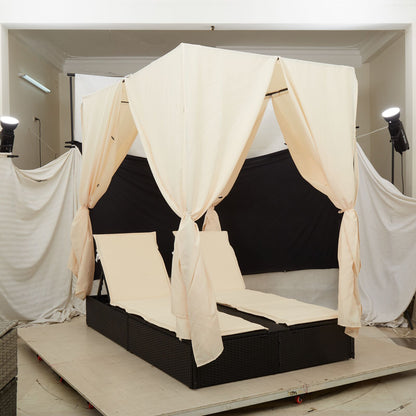 Lettino Da Sole Doppio Turchese 205 X 129 X 200 Cm Polyrattan