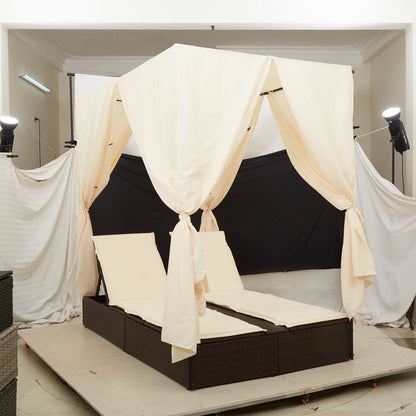 Lettino Da Sole Doppio Turchese 205 X 129 X 200 Cm Polyrattan