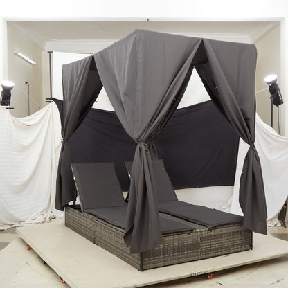 Lettino Da Sole Doppio Turchese 205 X 129 X 200 Cm Polyrattan