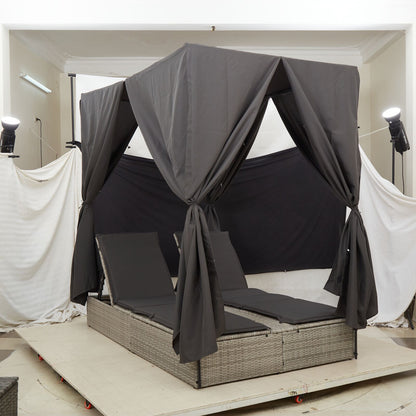 Lettino Da Sole Doppio Turchese 205 X 129 X 200 Cm Polyrattan